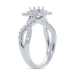 0.70ct 14k White Gold Diamond Semi-mount Ring for 4.7x3.1mm Center