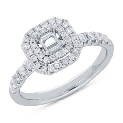 0.45ct 14k White Gold Diamond Semi-mount Ring for 3.75x3.75mm Center