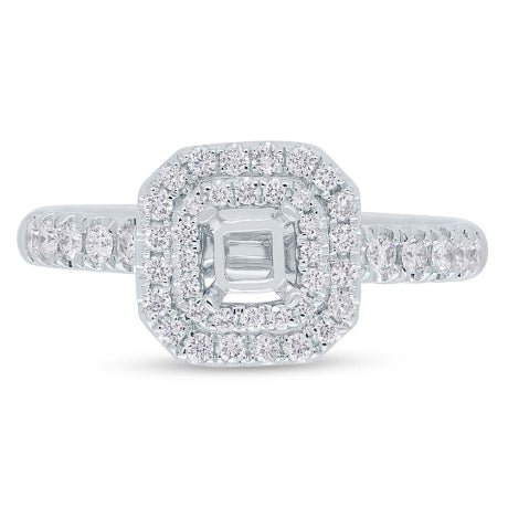 0.45ct 14k White Gold Diamond Semi-mount Ring for 3.75x3.75mm Center