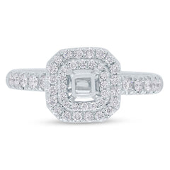 0.45ct 14k White Gold Diamond Semi-mount Ring for 3.75x3.75mm Center