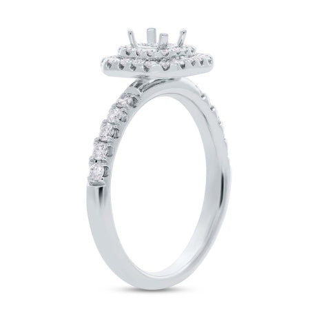0.45ct 14k White Gold Diamond Semi-mount Ring for 3.75x3.75mm Center