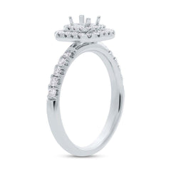 0.45ct 14k White Gold Diamond Semi-mount Ring for 3.75x3.75mm Center