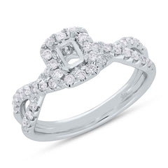 0.45ct 14k White Gold Diamond Semi-mount Ring for 4.7x3.1mm Center