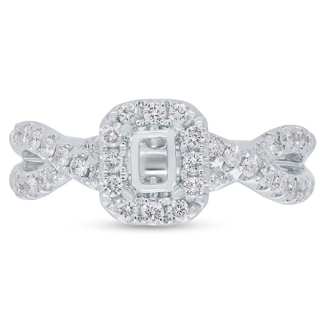 0.45ct 14k White Gold Diamond Semi-mount Ring for 4.7x3.1mm Center