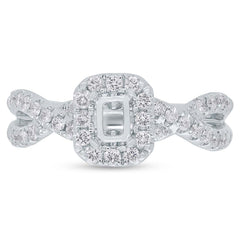 0.45ct 14k White Gold Diamond Semi-mount Ring for 4.7x3.1mm Center