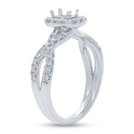 0.45ct 14k White Gold Diamond Semi-mount Ring for 4.7x3.1mm Center