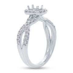 0.45ct 14k White Gold Diamond Semi-mount Ring for 4.7x3.1mm Center