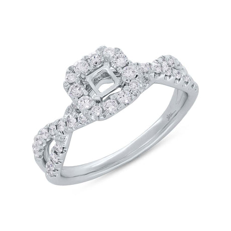 0.45ct 14k White Gold Diamond Semi-mount Ring for 3.75x3.75mm Center