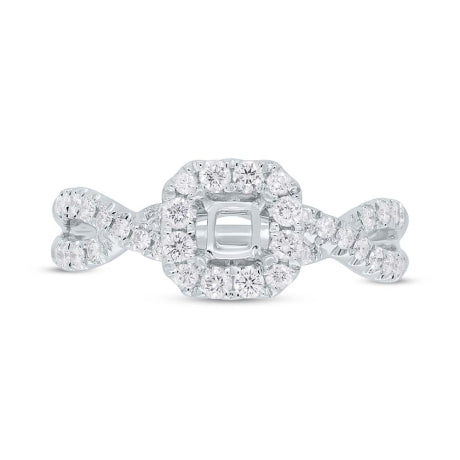 0.45ct 14k White Gold Diamond Semi-mount Ring for 3.75x3.75mm Center