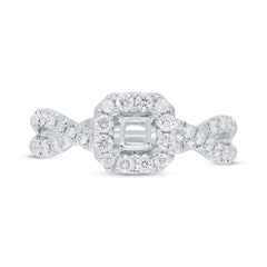 0.45ct 14k White Gold Diamond Semi-mount Ring for 3.75x3.75mm Center