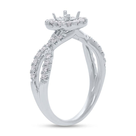 0.45ct 14k White Gold Diamond Semi-mount Ring for 3.75x3.75mm Center