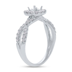 0.45ct 14k White Gold Diamond Semi-mount Ring for 3.75x3.75mm Center