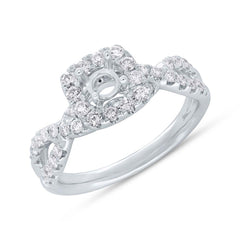 0.60ct 14k White Gold Diamond Semi-mount Ring for 0.40ct Center