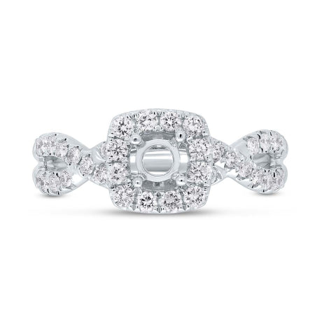 0.60ct 14k White Gold Diamond Semi-mount Ring for 0.40ct Center