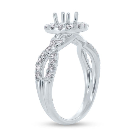 0.60ct 14k White Gold Diamond Semi-mount Ring for 0.40ct Center