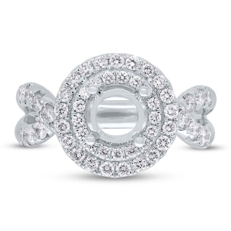 1.10ct 14k White Gold Diamond Semi-mount Ring for 1.00ct Center
