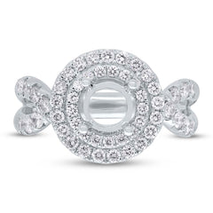 1.10ct 14k White Gold Diamond Semi-mount Ring for 1.00ct Center