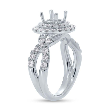 1.10ct 14k White Gold Diamond Semi-mount Ring for 1.00ct Center