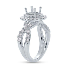 1.10ct 14k White Gold Diamond Semi-mount Ring for 1.00ct Center