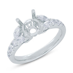 0.77ct 18k White Gold Diamond Semi-mount Ring for 1.50ct Center