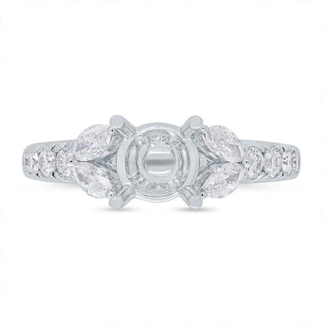 0.77ct 18k White Gold Diamond Semi-mount Ring for 1.50ct Center