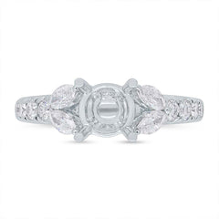 0.77ct 18k White Gold Diamond Semi-mount Ring for 1.50ct Center