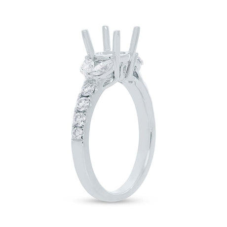 0.77ct 18k White Gold Diamond Semi-mount Ring for 1.50ct Center