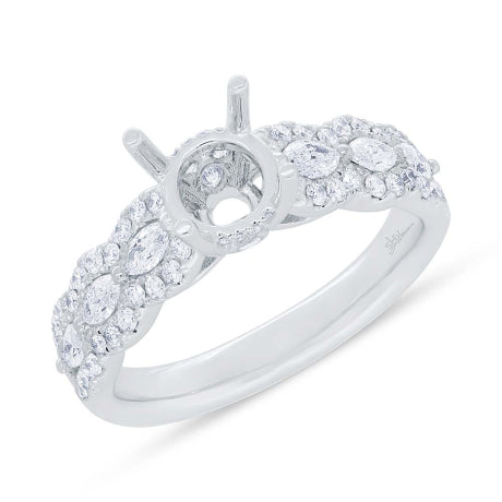 0.83ct 18k White Gold Diamond Semi-mount Ring for 1.00ct Center