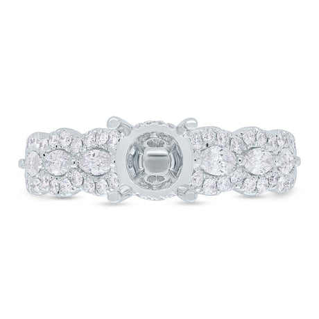 0.83ct 18k White Gold Diamond Semi-mount Ring for 1.00ct Center