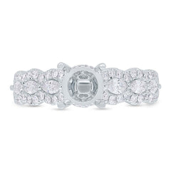 0.83ct 18k White Gold Diamond Semi-mount Ring for 1.00ct Center