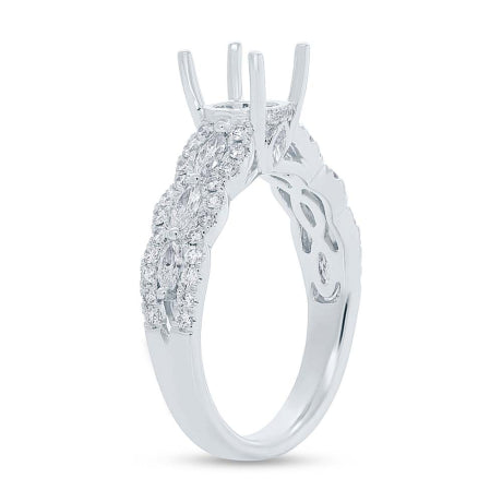 0.83ct 18k White Gold Diamond Semi-mount Ring for 1.00ct Center