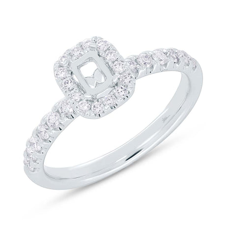 0.40ct 14k White Gold Diamond Semi-mount Ring for 4x3mm Center