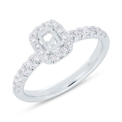 0.40ct 14k White Gold Diamond Semi-mount Ring for 4x3mm Center