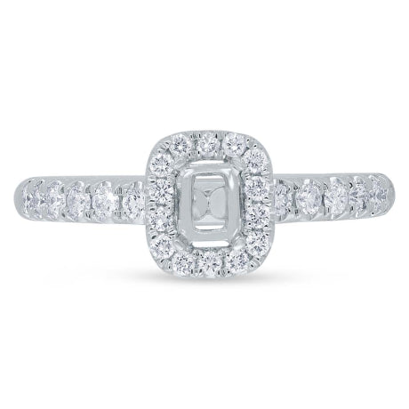 0.40ct 14k White Gold Diamond Semi-mount Ring for 4x3mm Center