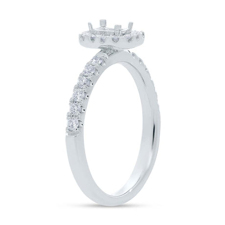 0.40ct 14k White Gold Diamond Semi-mount Ring for 4x3mm Center