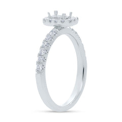 0.40ct 14k White Gold Diamond Semi-mount Ring for 4x3mm Center