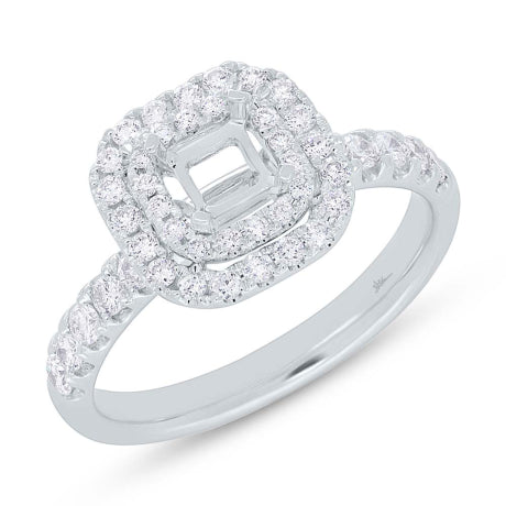 0.65ct 14k White Gold Diamond Semi-mount Ring for 4x4mm Center
