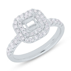 0.65ct 14k White Gold Diamond Semi-mount Ring for 4x4mm Center