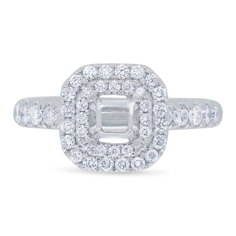 0.65ct 14k White Gold Diamond Semi-mount Ring for 4x4mm Center
