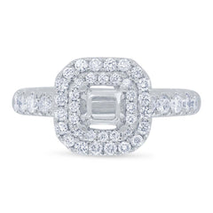 0.65ct 14k White Gold Diamond Semi-mount Ring for 4x4mm Center