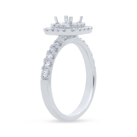 0.65ct 14k White Gold Diamond Semi-mount Ring for 4x4mm Center