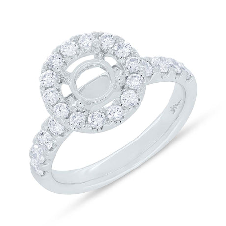 0.90ct 14k White Gold Diamond Semi-mount Ring for 1.50ct Center