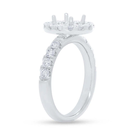 0.90ct 14k White Gold Diamond Semi-mount Ring for 1.50ct Center