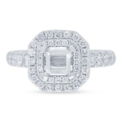 0.75ct 14k White Gold Diamond Semi-mount Ring for 5x5mm Center