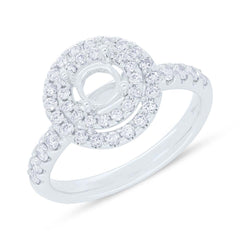 0.70ct 14k White Gold Diamond Semi-mount Ring for 0.75ct Center