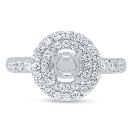 0.70ct 14k White Gold Diamond Semi-mount Ring for 0.75ct Center