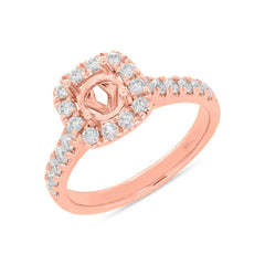 0.75ct 14k Rose Gold Diamond Semi-mount Ring for 0.75ct Center