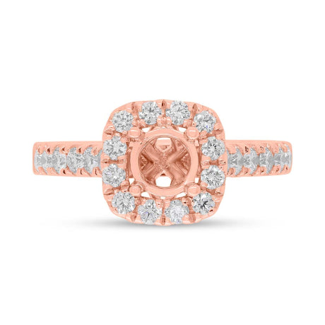 0.75ct 14k Rose Gold Diamond Semi-mount Ring for 0.75ct Center