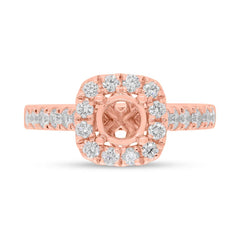 0.75ct 14k Rose Gold Diamond Semi-mount Ring for 0.75ct Center
