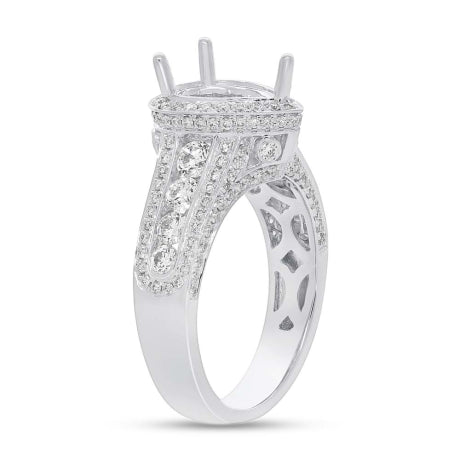 1.10ct 18k White Gold Diamond Semi-mount for 9x6mm Pear Center Size 5.5